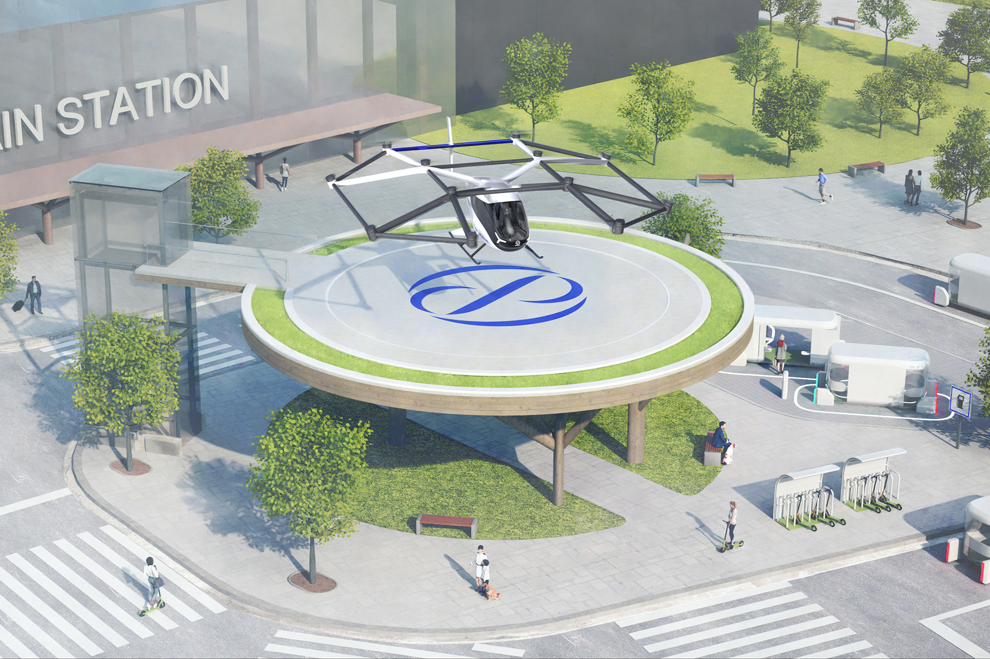 SKYDRIVE landing on vertiport (Image: SkyDrive)
